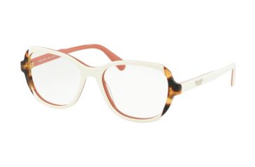 Image of Prada PR03VV Progressive Prescription Eyeglasses, 52mm, Top Ivory/Pink/Medium Havana, PR03VV-0R91O1-52-PRO