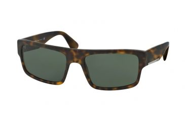 Image of Prada PR04RS Sunglasses HAQ3O1-58 - Matte Havana Frame, Dark Green Lenses