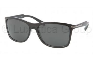 Image of Prada PR10OS Sunglasses 2AF1A1-6016 - Top Black / Crystal Frame, Gray Lenses