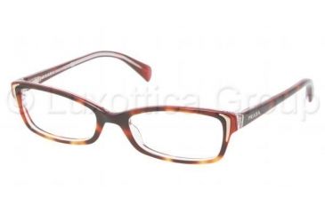 Image of Prada PR12OV Progressive Prescription Eyeglasses FAK1O1-5117 - Top Gradient Havana / Pink Frame, Demo Lens Lenses