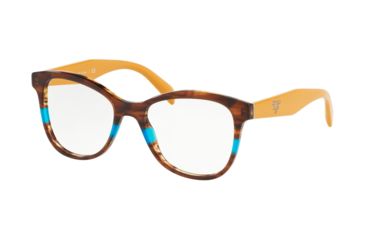 Image of Prada PR12TV Bifocal Prescription Eyeglasses 2581O1-53 - Striped Brown/azure Frame