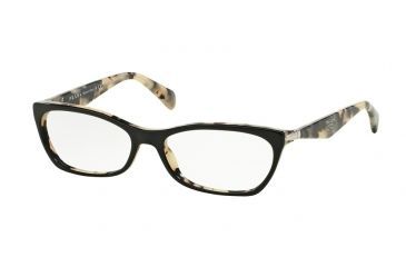 Image of Prada PR15PV Progressive Prescription Eyeglasses ROK1O1-55 - Top Black/white Havana Frame