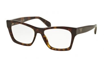 Image of Prada PR22SVF Single Vision Prescription Eyeglasses 2AU1O1-54 - Havana Frame