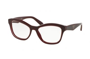 Image of Prada PR29RVF Progressive Prescription Eyeglasses UAN1O1-54 - Opal Bordeaux On Bordeaux Frame