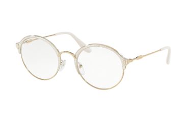 Image of Prada PR54VV Bifocal Prescription Eyeglasses 2711O1-49 - Pale Gold/silver Frame