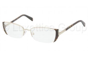 Image of Prada PR60NV Eyeglass Frames 2AU1O1-5217 - Pale-gold/Havana 