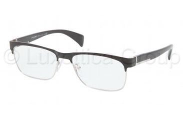 Image of Prada PR61PV Single Vision Prescription Eyeglasses GAQ1O1-5316 - Black / Silver Frame