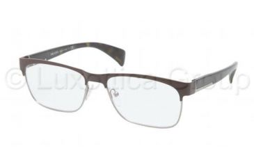 Image of Prada PR61PV Single Vision Prescription Eyeglasses KAG1O1-5316 - Brown / Gunmetal Frame, Demo Lens Lenses