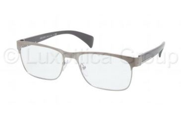 Image of Prada PR61PV Single Vision Prescription Eyeglasses LA71O1-5316 - Brushed Gunmetal Frame, Demo Lens Lenses