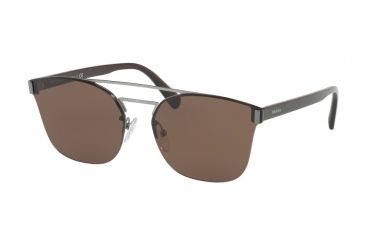 Image of Prada PR67TS Sunglasses 5AV8C1-63 - Gunmetal Frame, Brown Lenses