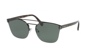 Image of Prada PR67TS Sunglasses VIX3O1-63 - Matte Brown Frame, Green Lenses