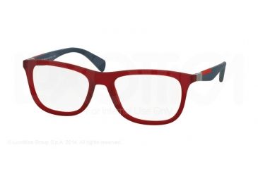 Image of Prada PS04FV Bifocal Prescription Eyeglasses TWR1O1-53 - Red Rubber Frame