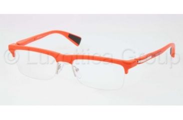 Image of Prada PS05DV Progressive Prescription Eyeglasses OAH1O1-5218 - Orange Demi Shiny Frame