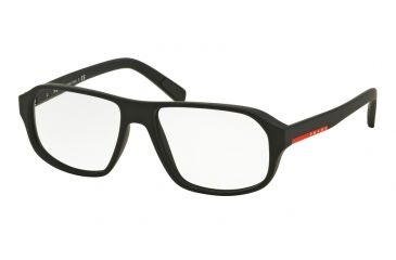 Image of Prada PS05GV Progressive Prescription Eyeglasses DG01O1-55 - Black Rubber Frame