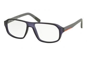 Image of Prada PS05GV Progressive Prescription Eyeglasses UFJ1O1-55 - Transparent Blue Rubber Frame