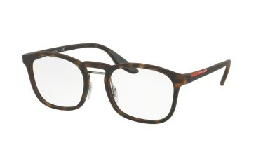 Image of Prada PS06HV Bifocal Prescription Eyeglasses US11O1-54 - Havana Rubber Frame