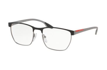 Image of Prada PS50LV Eyeglass Frames 6BJ1O1-53 - Black Rubber/Gunmet Rubber