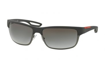 Image of Prada PS50QS Sunglasses TIG0A7-64 - Grey Rubber/Matte Gunmetal Frame, Grey Gradient Lenses