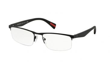 Image of Prada PS52FV Single Vision Prescription Eyeglasses DG01O1-54 - Black Rubber Frame