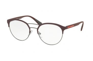 Image of Prada PS52HV Bifocal Prescription Eyeglasses VHP1O1-52 - Bordeaux Rubber/gunmetal Frame