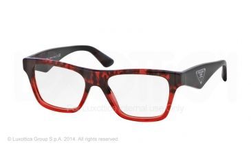 Image of Prada TRIANGLE PR20QV Eyeglass Frames RO01O1-50 - Red Havana Grad Red Frame