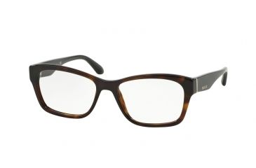 Image of Prada VOICE PR24RV Single Vision Prescription Eyeglasses 2AU1O1-52 - Havana Frame