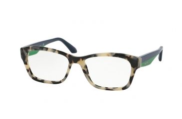 Image of Prada VOICE PR24RV Single Vision Prescription Eyeglasses KAD1O1-52 - White Havana Frame