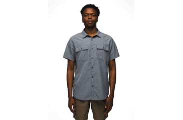 Image of prAna Lost Sol Short Sleeve Shirts - Mens, Nautical Heather, Extra Large, 1972351-400-SL-XL