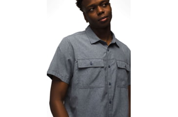 Image of prAna Lost Sol Short Sleeve Shirts - Mens, Nautical Heather, Extra Large, 1972351-400-SL-XL