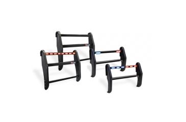 Image of Pro-Gard Industries Black Powder Coated Steel, Standard Push Bumper W/ Intergrated, Two Head, 1/2 Red 1/2 Blue Led Ions - PB36INT13ION2RB