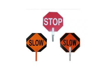 Image of 24â€ sign engineer grade sheeting with 81â€ handle  STOP/SLOW