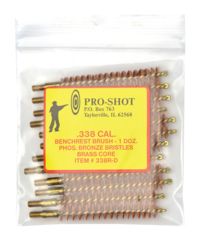 Image of Pro-Shot Brass Core-Bronze Bristle Rifle Length Bore Brush .338 Caliber