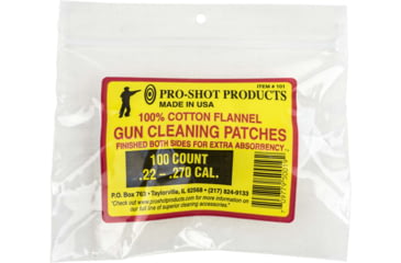Image of Pro-Shot Cotton Flannel Patches .22-.270 Caliber 1.125 Inch Square 100 Per Bag