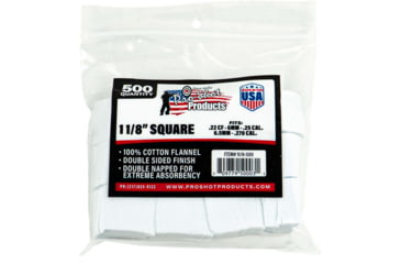 Image of Pro-Shot Cotton Flannel Patches, .22-.270 Caliber, 1.125 In Square, White, 500, 11/8-500