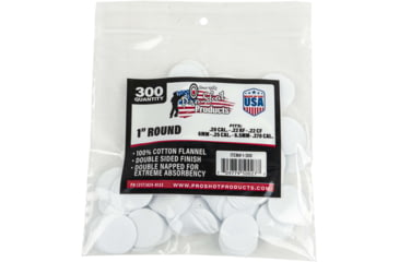 Image of Pro-Shot Cotton Flannel Patches, .22-.270 Caliber, 1 In Round, White, 300, 1-300