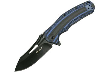 Image of Proelia Linerlock Blue/Black Folding Knife,3.75in,Black D2 Tool Steel,Drop Point,Blue and Black,G10 Handle TX020BLBK