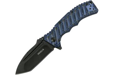 Image of Proelia Linerlock Blue/Black Folding Knife,3.75in,Black D2 Tool Steel,Tanto,Blue and Black,G10 Handle TX010BLBK