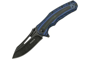 Image of Proelia Linerlock Blue/Black Folding Knife,3.75in,Black Stonewash D2 Tool Steel,Drop Point,Blue and Black,G10 Handle TX020BLB