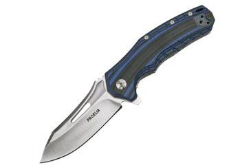 Image of Proelia Linerlock Blue/Black Folding Knife,3.75in,D2 Tool Steel,Drop Point,Satin,Blue and Black,G10 Handle TX020BLS