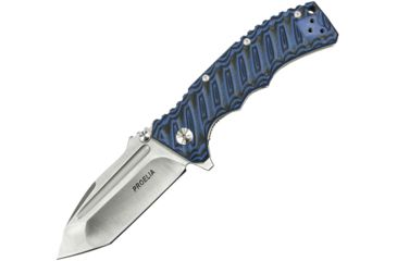 Image of Proelia Linerlock Blue/Black Folding Knife,3.75in,D2 Tool Steel,Tanto,Satin,Blue and Black,G10 Handle TX010BLS