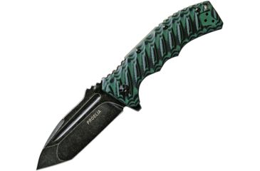 Image of Proelia Linerlock Green Black Folding Knife,3.75in,Black Stonewash D2 Tool Steel,Tanto,Green and Black,G10 Handle TX010GNB