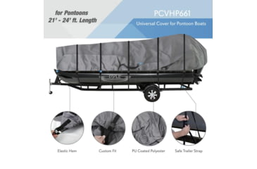 Image of Pyle Armor Shield Trailer Pontoon Boat Cover, Gray, PCVHP661