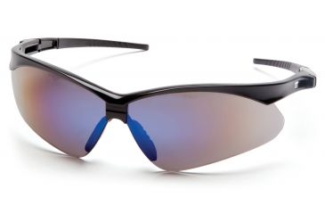 Image of Black Frame/Blue Mirror Lens with Black Cord