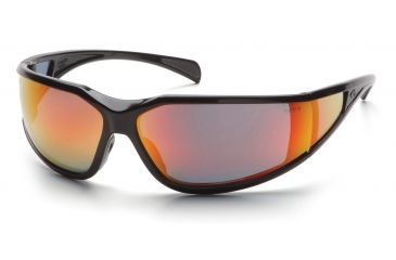 Image of Pyramex Exeter Safety Glasses - Sky Red Mirror Anti-Fog Lens, Glossy Black Frame SB5155DT