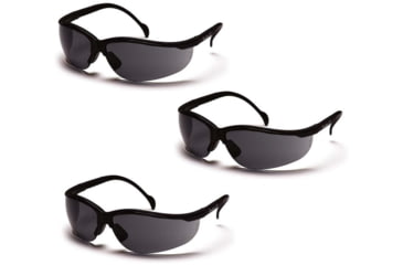 Image of Pyramex Venture II Safety Eyewear - Gray Lens, Black Frame, Pack of 3