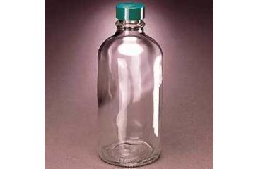 Image of Qorpak Boston Round Bottles, Narrow Mouth, Qorpak 7710B With Polyseal-Lined Black Phenolic Cap