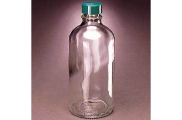 Image of Qorpak Boston Round Bottles, Narrow Mouth, Qorpak 7917 With Fluoropolymer Resin-Lined Green Thermoset Cap