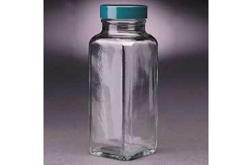Image of Qorpak French Square Bottles, Wide Mouth, Qorpak 7902 With Fluoropolymer Resin-Lined Green Thermoset Cap