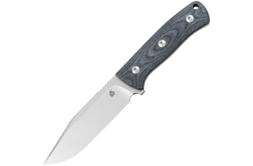 Image of QSP Knife Bison Fixed Blade Denim Jean Knife, 4.5 satin finish D2 tool steel clip point blade, Blue jean linen micarta handle, QS134-B