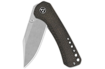 Image of QSP Knife Kestrel Folding Knife, 4in Closed, 2.88in Stonewash 14C28N Sandvik SS Clip Point Blade, Dark Brown Micarta Handle, QS145-A1